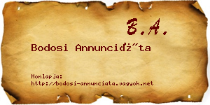 Bodosi Annunciáta névjegykártya